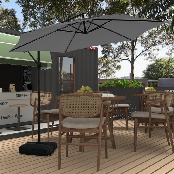 Autlaycil 10FT Cantilever Patio Umbrella, Hanging Offset Umbrella with Umbrella Stand, Grey