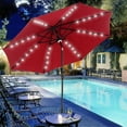 thumbnail image 1 of Autlaycil 10 FT Patio Umbrella with Steel Tilt and Crank, 40 Solar LED Lights and 1 Central Light, Red, 1 of 6