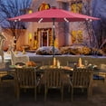 thumbnail image 1 of Autlaycil 10 ft Solar Patio Umbrellas with 8 Strip Lights for Market Outdoor Pool, Steel Tilt Crank-Red, 1 of 7