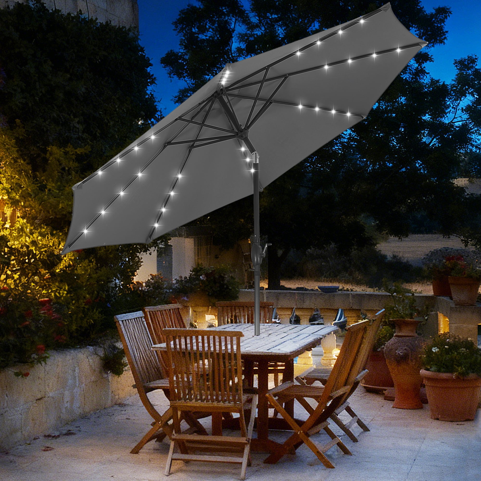 Autlaycil 10ft Gray Patio Umbrellas 32 Solar LED Barbados | Ubuy Autlaycil 10ft Gray Patio Umbrellas 32 Solar LED Barbados | Ubuy