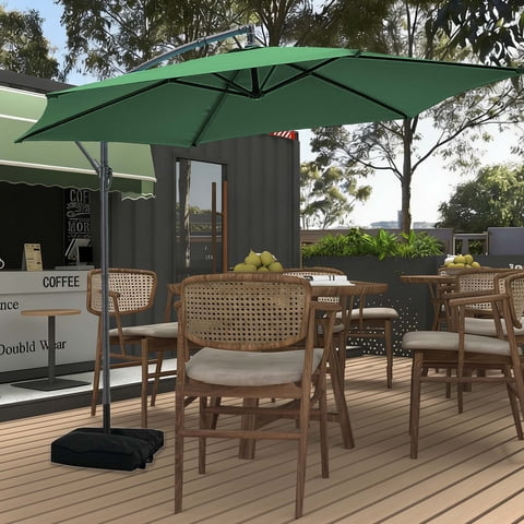 Autlaycil 10FT Cantilever Patio Umbrella, Hanging Offset Umbrella with Umbrella Stand - Green