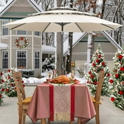 Autlaycil 10FT Patio Umbrella Outdoor Table Umbrella with Push Button Tilt and Crank, Market Umbrella 8 Sturdy Ribs UV Protection Waterproof for Garden, Deck, Backyard, Pool (Navy Blue)