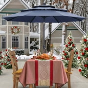 Autlaycil 10FT Patio Umbrella Outdoor Table Umbrella with Push Button Tilt and Crank, Market Umbrella 8 Sturdy Ribs UV Protection Waterproof for Garden, Deck, Backyard, Pool (Navy Blue)