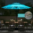 Autlaycil 10Ft 3 Tiers Patio Umbrellas Solar 40 LED Lighted Umbrella with 8 Ribs Patio Table ...