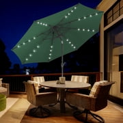 Autlaycil 10ft Patio Umbrellas 32 Solar LED Lights Outdoor Market Umbrella with Tilt Crank, Solar Umnrella - Green