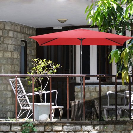 Autlaycil 10ft x 6.5ft with Base Rectangle Patio Umbrella Outdoor Umbrella Red