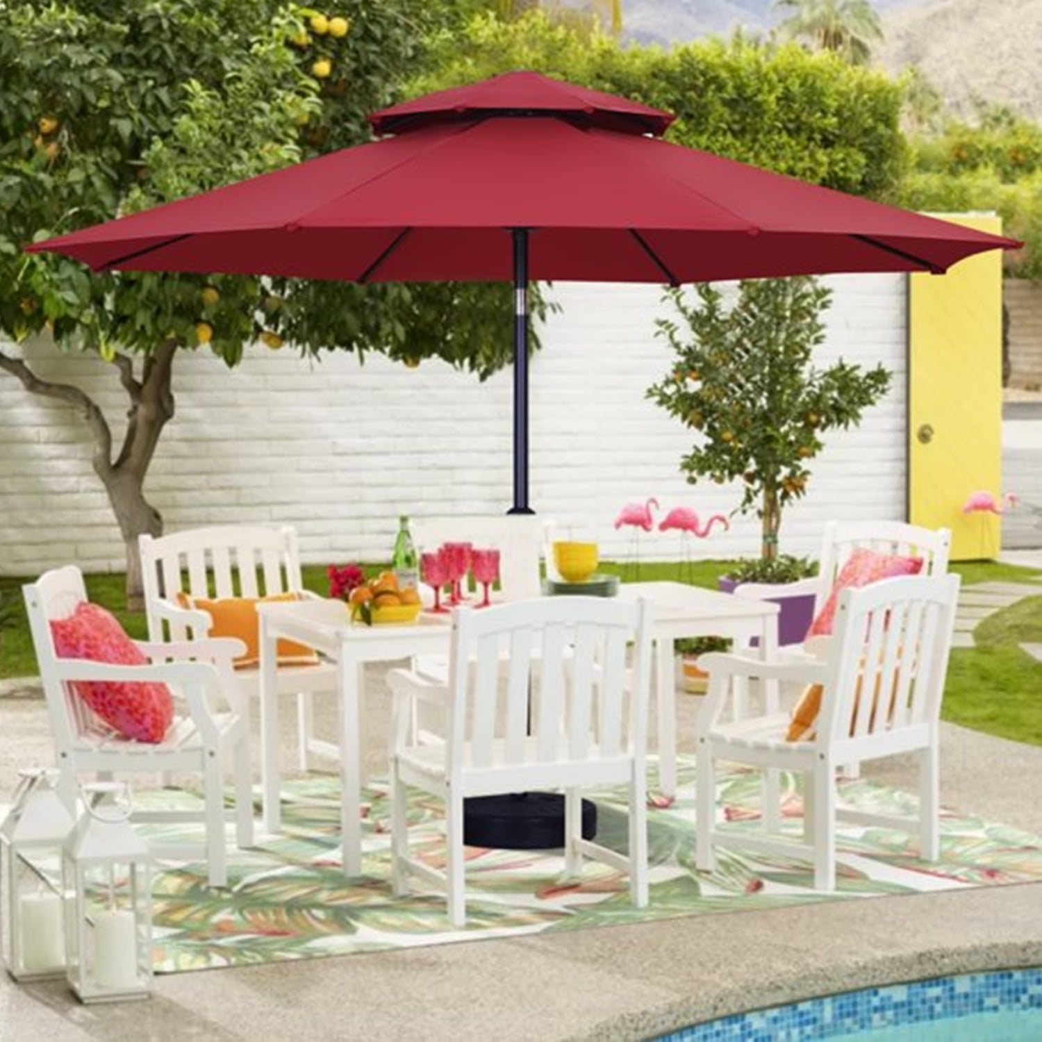 Autlaycil 11FT 2 Tiers Patio Umbrellas Market Outdoor Table