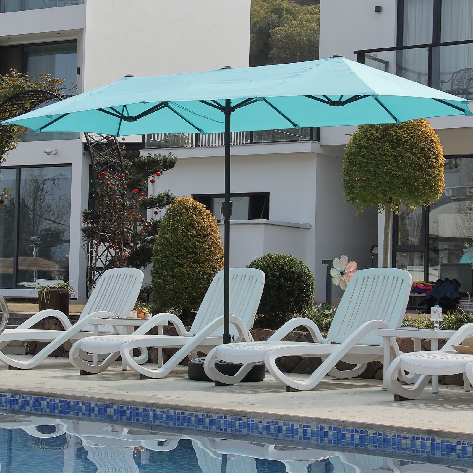 13 foot offset patio umbrellas Treasure Garden 13' Starlux AKZ PLUS Cantilever Umbrella with Black Frame and Carbon Fabric UMBRELLA COVER INCLUDED MEVBC 10 X 13 FT