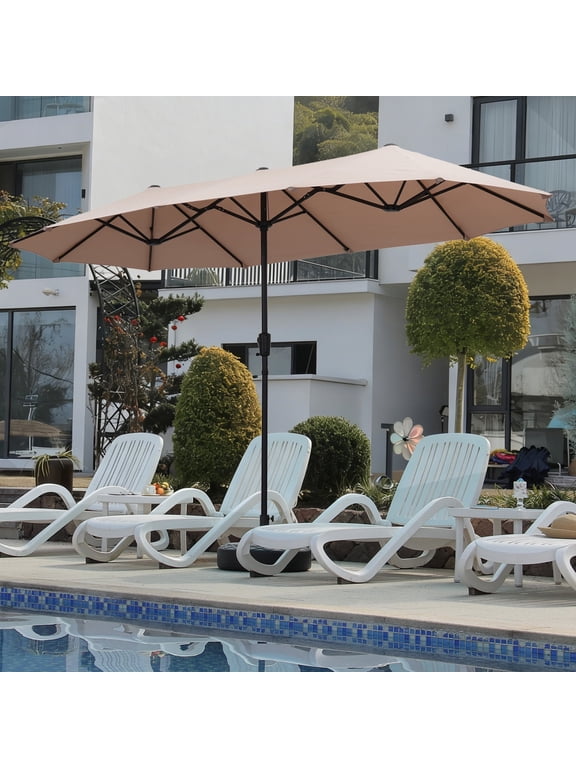 13ft Patio Umbrella,Extra Large Umbrella with Crank, for Outdoor, Market, Beach, Garden, Yard, Party, Beige