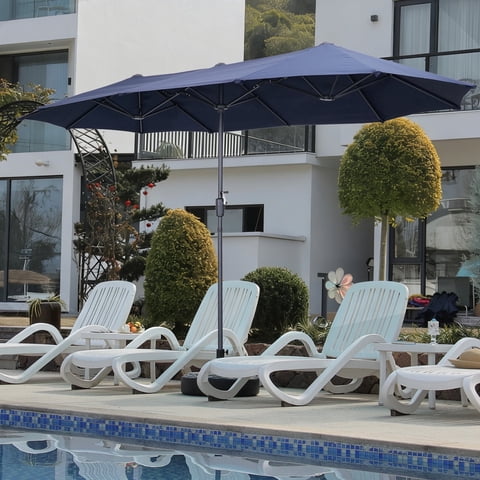 Autlaycil 13ft Patio Umbrella,Extra Large Umbrella with Crank, for Outdoor, Market, Beach, Garden, Yard, Party, Navy Blue
