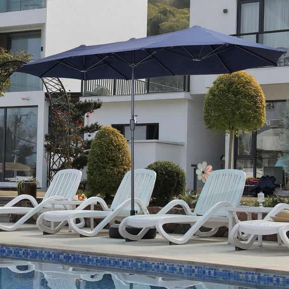 Autlaycil 13ft Patio Umbrella,Extra Large Umbrella with Crank, for Outdoor, Market, Beach, Garden, Yard, Party, Navy Blue