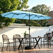 Autlaycil 13ft Patio Umbrella with Crank System and Sturdy Ribs, Sun Protection for Garden, Deck, Poolside, Outdoor - Sky Blue