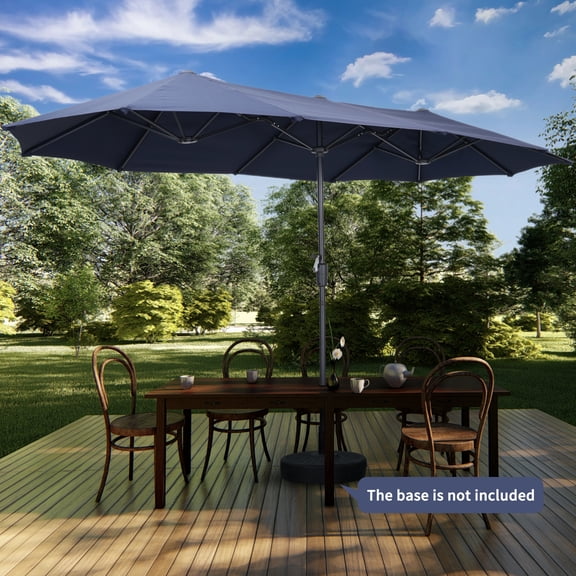 Autlaycil 13ft Rectangle Patio Umbrella with Crank System, Sturdy Ribs for Pool, Yard, Market - Navy Blue