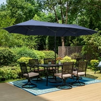 Autlaycil 13 ft Rectangle Patio Umbrella with Crank, Outdoor Market Umbrella (Navy Blue)