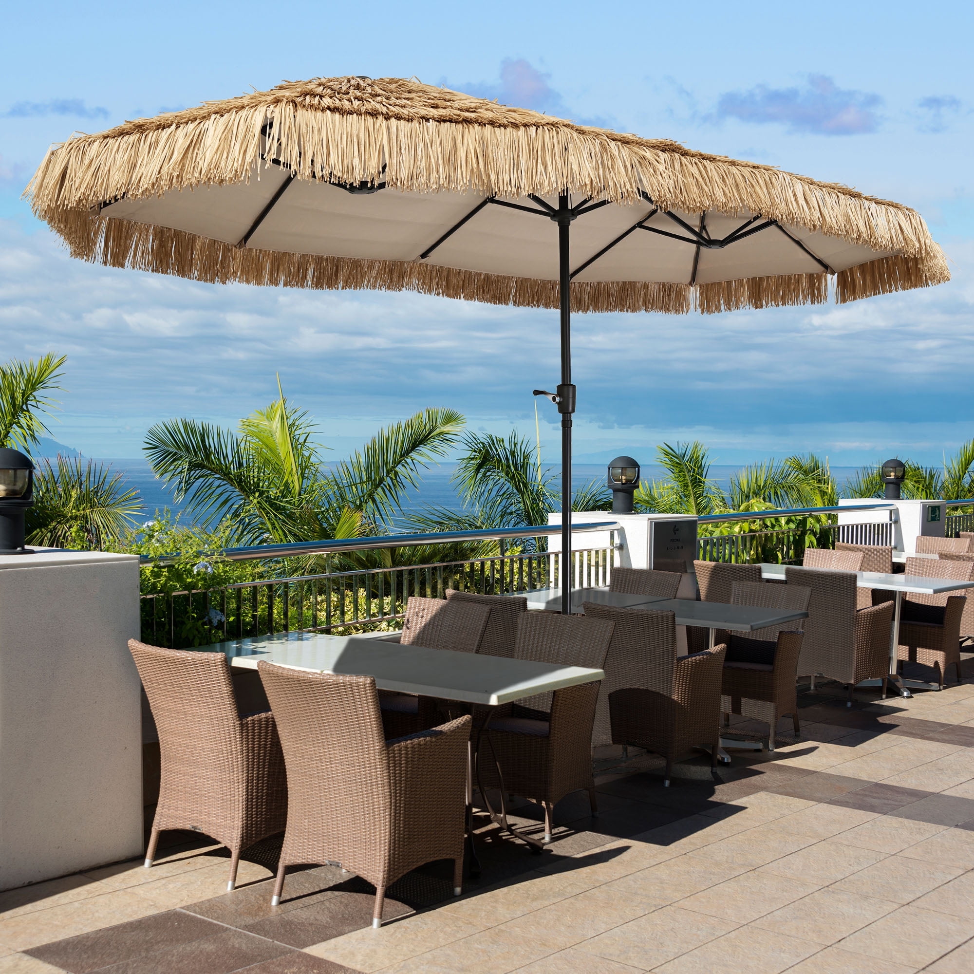 Autlaycil 13 ft Hawaiian Thatched Tiki Umbrella for Outdoor, Pool, Patio, Beach