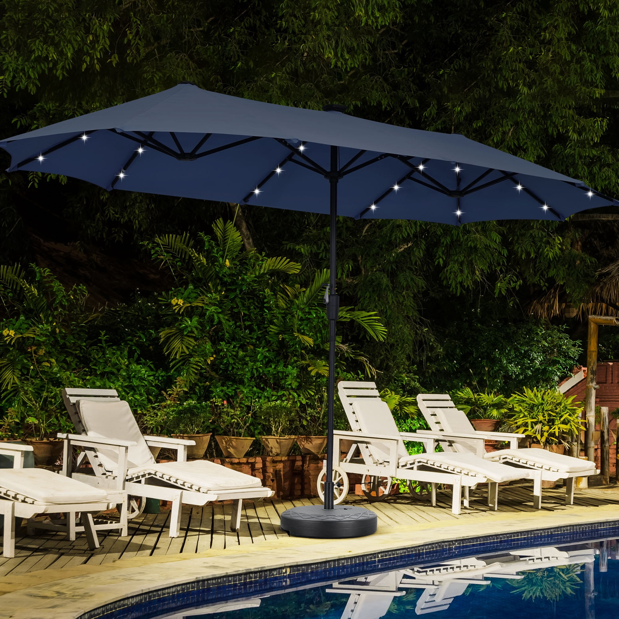 Autlaycil 13ft Heavy Duty Patio Solar Umbrella with Power Lights, LED ...