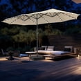 thumbnail image 1 of Autlaycil 15' Market Patio Umbrella and Matching Base with Crank System and 48 Solar Powered LED Lights for Outdoor, Market, Beach, Garden, Yard, Party, Khaki, 1 of 6