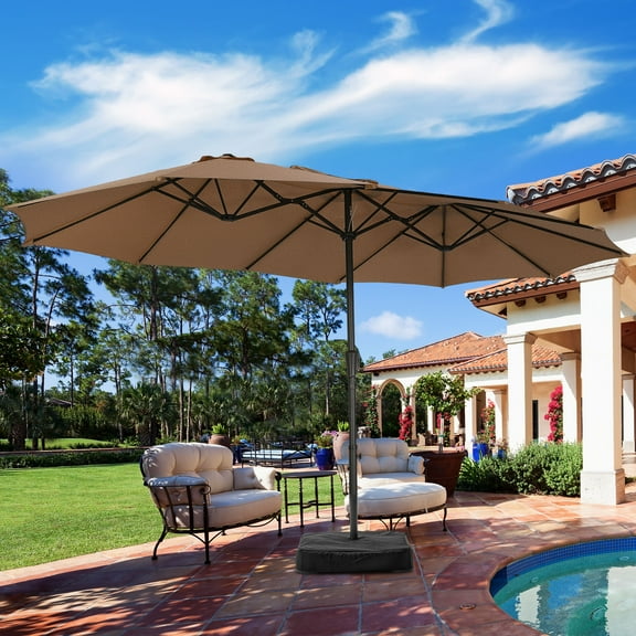 Autlaycil 15' Outdoor Patio Umbrella and Matching Base, Market, Beach, Garden, Yard, Party, Coffee