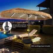 Autlaycil 15 ft Rectangle Patio Tiki Umbrella with Umbrella Base 48 LED lights for Market Solar Umbrella