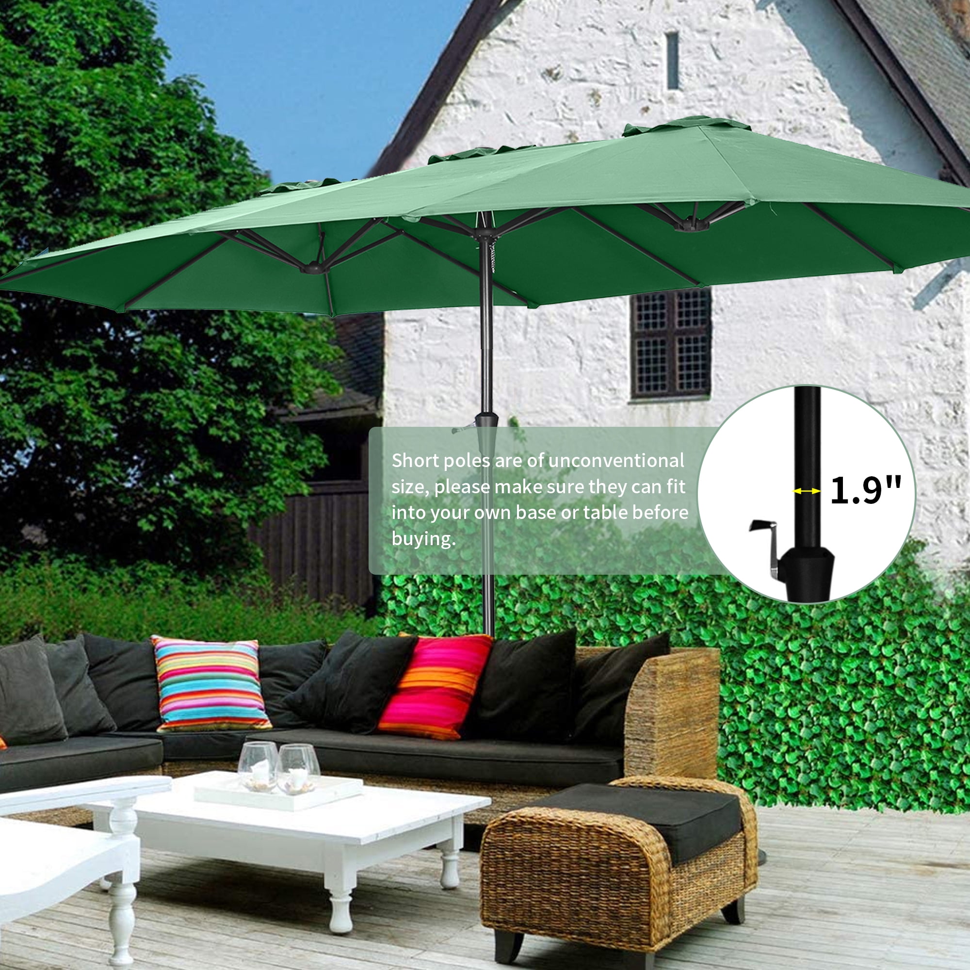 Autlaycil 15ft DoubleSided Patio Umbrella, Fade Resistant, Garden