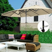 Autlaycil 15ft Double Sided Patio Umbrellas, Outdoor Large Rectangle Market Umbrella with Crank Handle, for Lawn Garden-Khaki