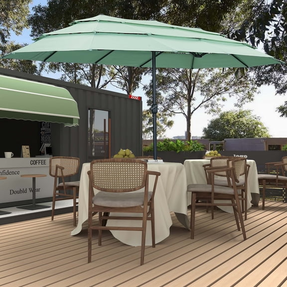 Autlaycil 15ft Patio Umbrella with 3-Tiers Umbrella Top, Airflow Smooth and Stable, Lock Bolt and Crank,Mint Green