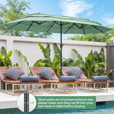 Autlaycil 15ft Patio Umbrella with 3-Tiers Umbrella Top, Airflow Smooth and Stable, Lock Bolt and Crank,Mint Green
