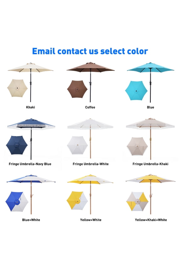 3 pcs 7.5 ft Patio Umbrellas 9 Colors to Choose,Multi-Color Umbrellas, Fringed Umbrellas, Solid Color Umbrellas