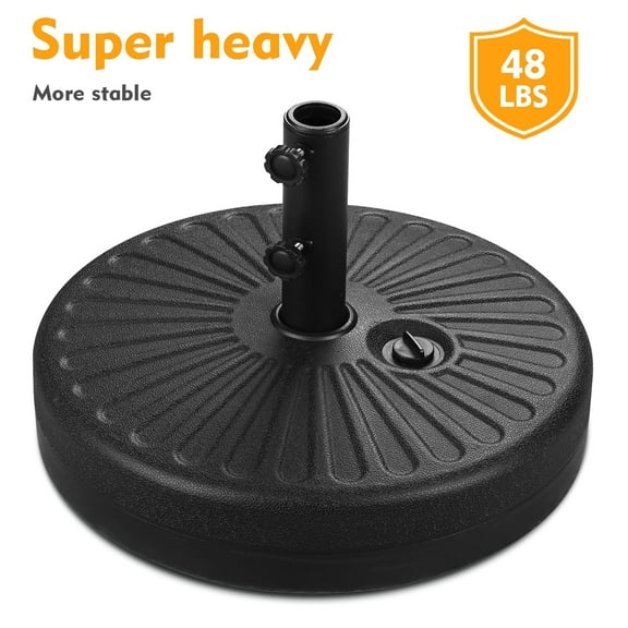 Autlaycil 48lbs Black Round Steel Patio Market Umbrella Base, Adjustment Knob