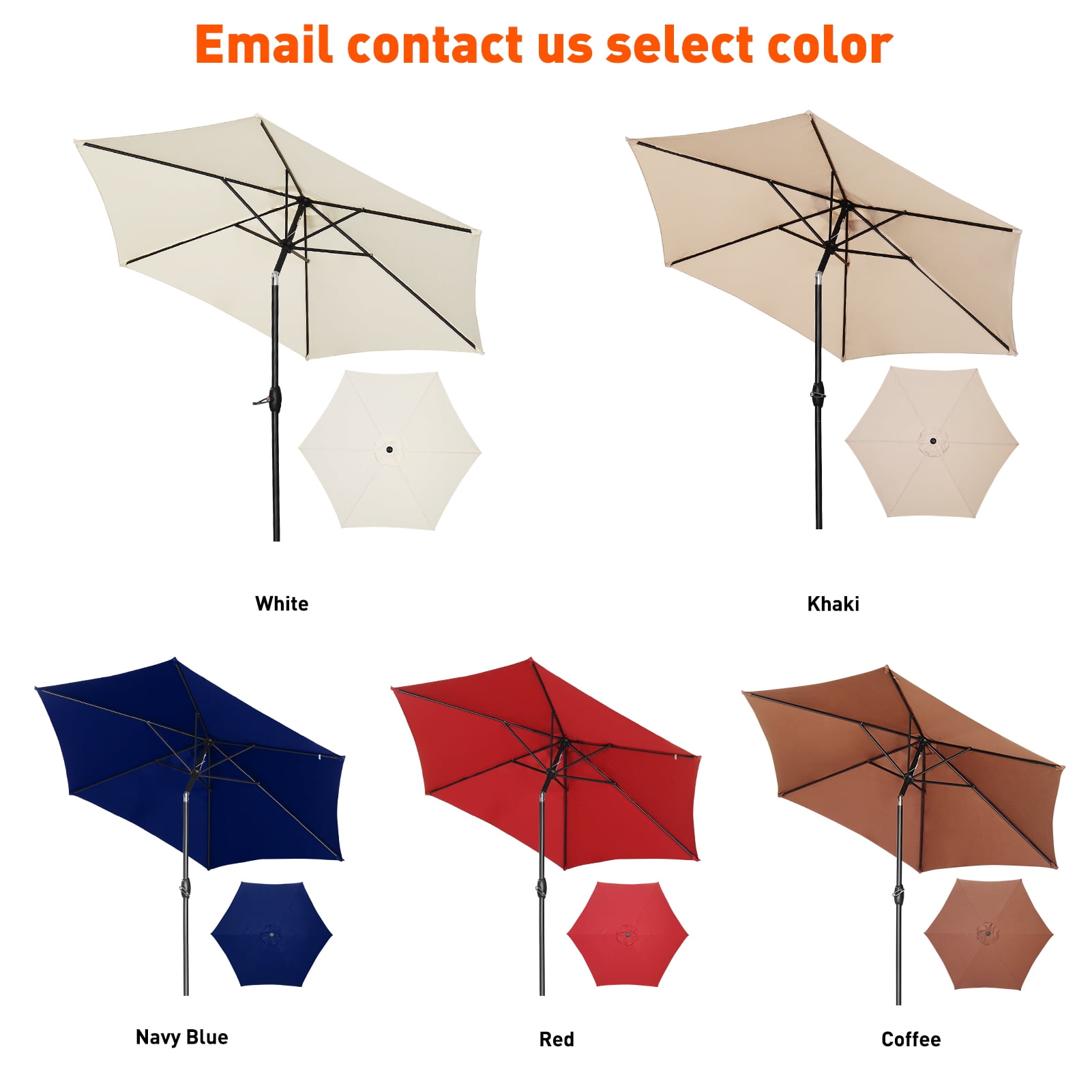 Autlaycil 6 pcs 9ft Outdoor Patio Umbrellas 5 Colors to Choose, with Tilt, Crank and Sturdy Ribs