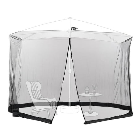 Autlaycil 7.5-11 FT Patio Umbrella Mosquito Net, Polyester Mesh Umbrella Screen, Universal Canopy Umbrella Mosquito Netting with Zipper Door and Adjustable Rope, Fit Outdoor Umbrellas