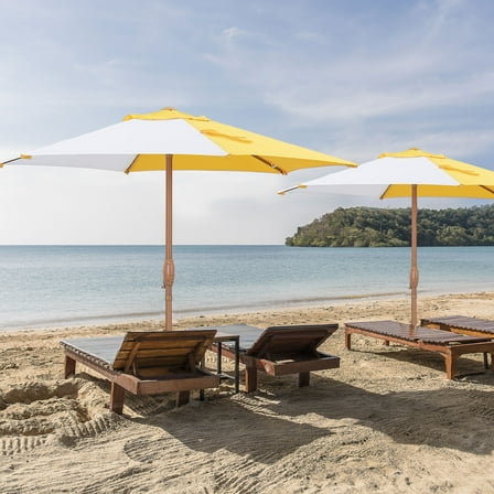 Autlaycil 7.5 FT 2 PCS Patio Umbrellas for Beach Pool and Yard, Yellow&White