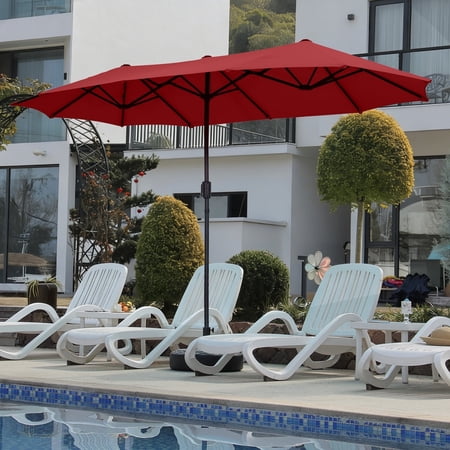 Autlaycil 13ft Patio Umbrella,Extra Large Umbrella with Crank, for Outdoor, Market, Beach, Garden, Yard, Party, Red