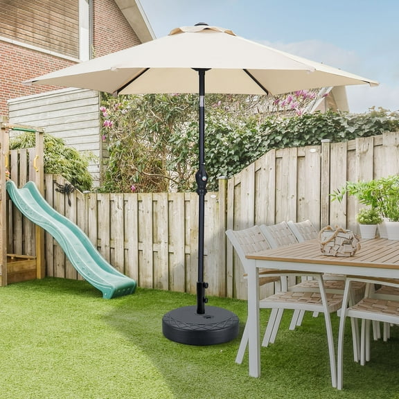 Autlaycil 7.5ft Outdoor Patio Umbrella with Tilt and Matching Base, Crank and Sturdy Ribs for Lawn, Garden, Backyard and Pool, Beige