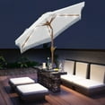thumbnail image 1 of Autlaycil 7.5 ft Patio Umbrella with Tassel Fringe Stylish, 18 LED Lights Solar Umbrella (White), 1 of 6