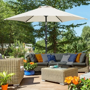 Autlaycil 7.5 ft Patio Umbrella with Tilt and Crank, Adjustable Outdoor Market Umbrellas (White)
