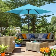 Autlaycil 7.5ft Blue Outdoor Patio Umbrella with Tilt, Crank and Sturdy Ribs for Lawn, Garden, Backyard and Pool
