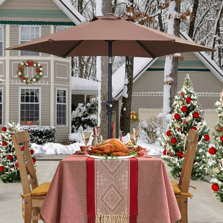 Autlaycil 7.5ft Outdoor Patio Umbrella with Tilt, Crank and Sturdy Ribs for Lawn, Garden, Backyard and Pool, Coffee