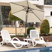 Autlaycil 7.5 FT Patio Umbrella, Push Button Tilt Market Umbrella, Crank and Sturdy Ribs for Garden, Deck, Backyard, Pool, Beige