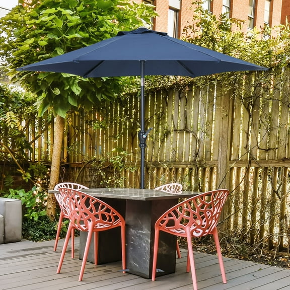 Autlaycil 7.5 FT Patio Umbrella, Push Button Tilt Market Umbrella, Crank and Sturdy Ribs for Garden, Deck, Backyard, Pool, Navy Blue