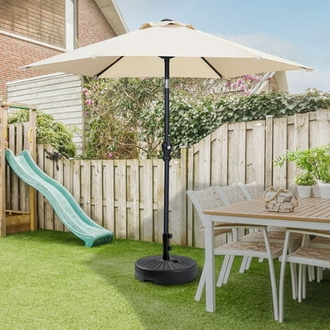 Autlaycil 7.5ft Outdoor Patio Umbrella with Umbrella Weighted Base, Push Button Tilt and Crank, Patio Table Market Umbrella, UV Protection Waterproof for Garden, Deck, Backyard, Pool, Khaki