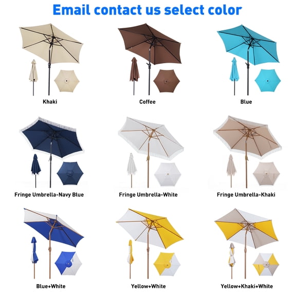 Autlaycil 8 pcs 7.5 ft Patio Umbrellas 9 Colors to Choose,Multi-Color Umbrellas, Fringed Umbrellas, Solid Color Umbrellas