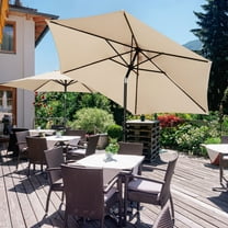 Autlaycil 9 FT 2 PCS Patio Umbrellas with Tilt and Crank for Beach Pool and Yard, Beige