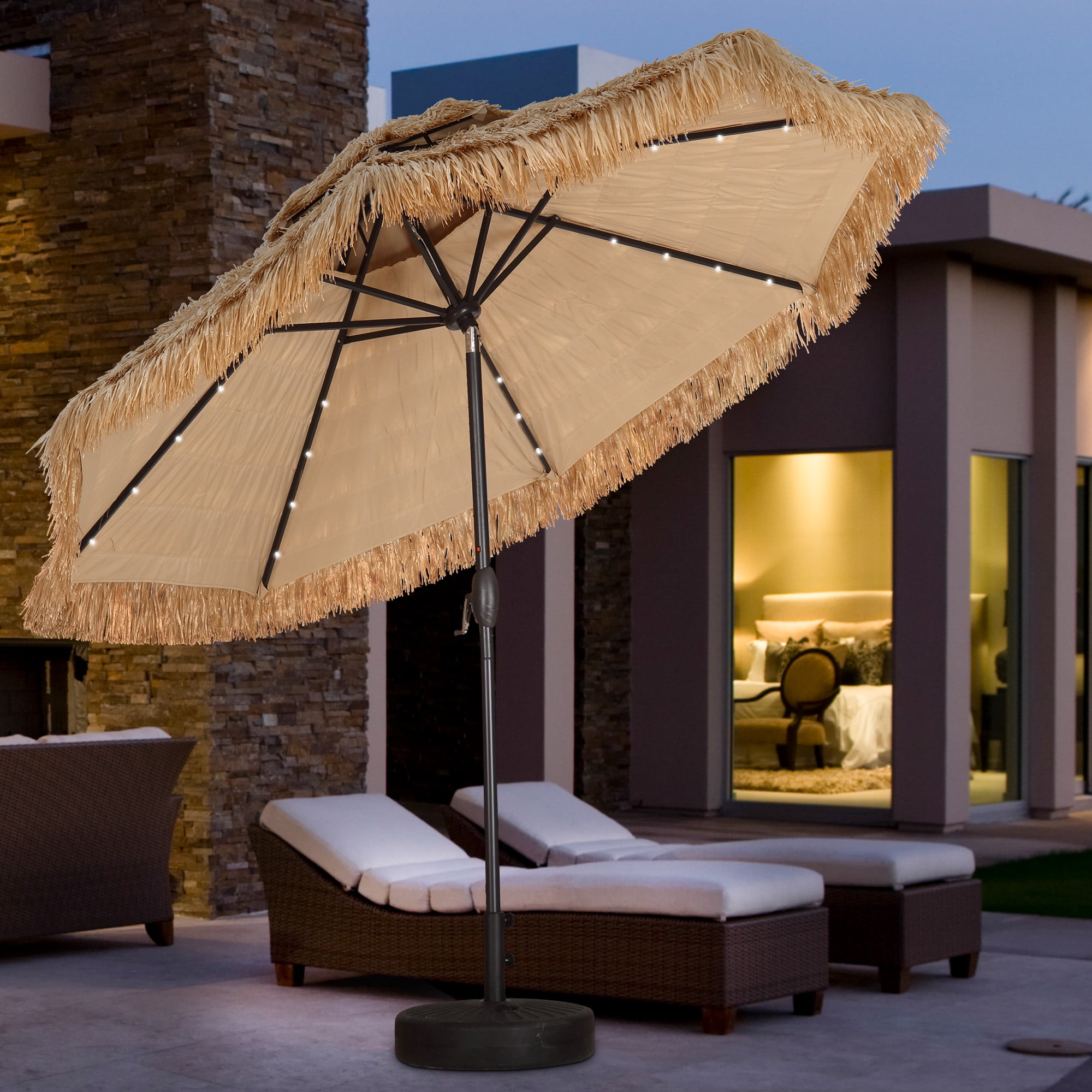 large cantilever patio umbrellas uk 3m Garden Parasol | UV30+ | Crank & Tilt 11' Offset Patio Umbrella KKE 140MM Inverted Air Fork||Suspension Color:Tropical Utopia