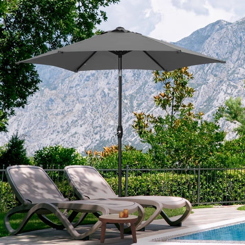 Autlaycil 9ft Outdoor Patio Umbrella, Durable Ribs with Tilt and Crank for Table, Garden, Poolside - Gray