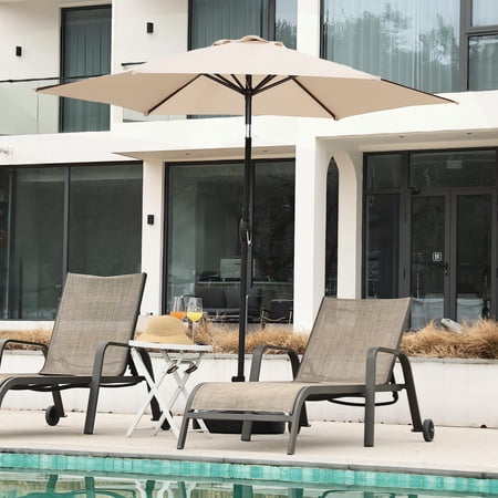 Autlaycil 9ft Khaki Outdoor Patio Umbrellas, Sturdy Ribs with Tilt and Crank for Table Garden Market and Poolside