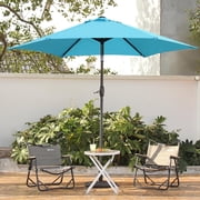Autlaycil 9ft Blue Outdoor Patio Umbrellas, Sturdy Ribs with Tilt and Crank for Table Garden Market and Poolside