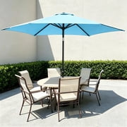 Autlaycil 9ft Outdoor Patio Umbrella, Durable Ribs with Tilt and Crank for Table, Garden, Poolside - Blue
