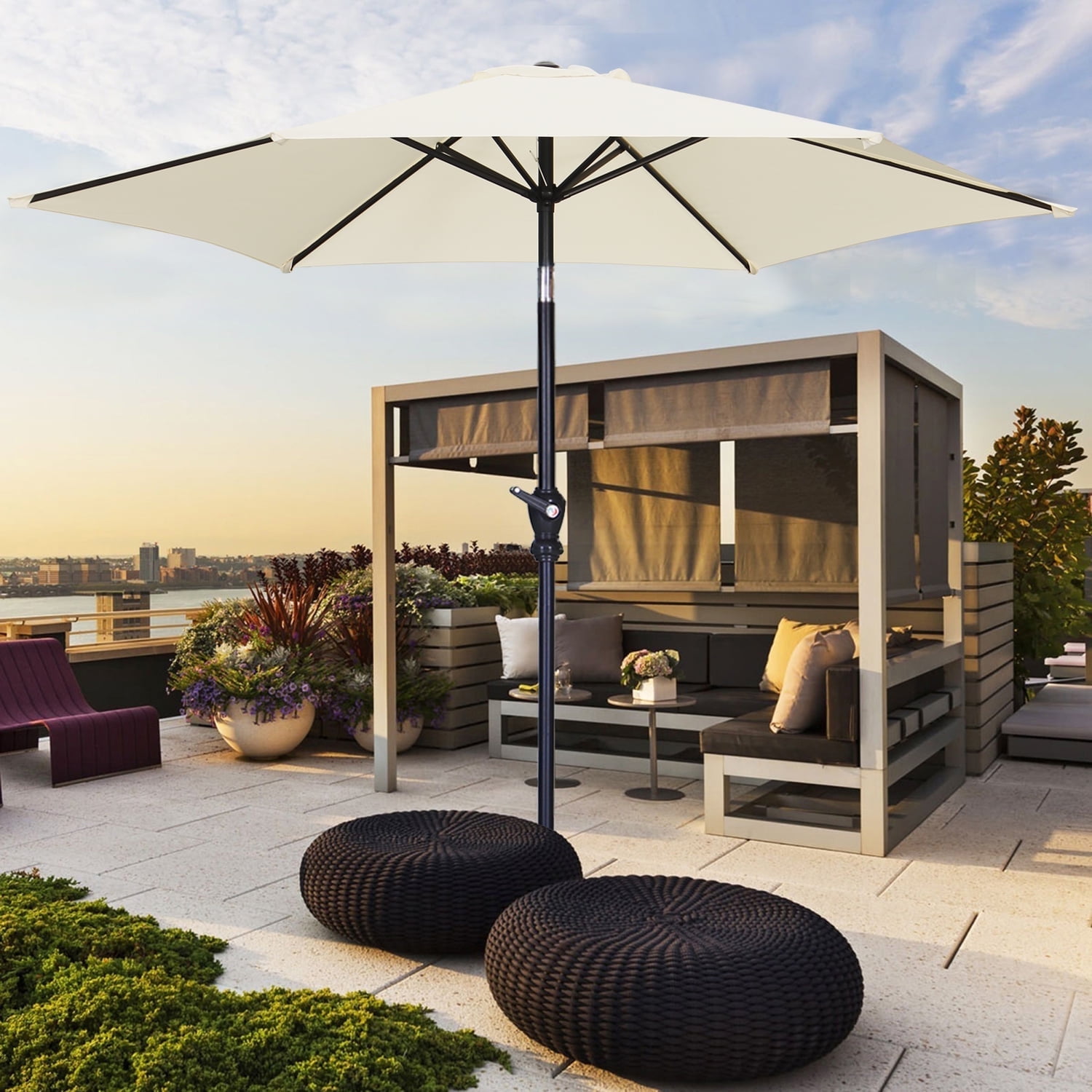 White patio set with umbrella sale