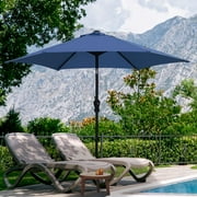 Autlaycil 9ft Outdoor Patio Umbrella, Durable Ribs with Tilt and Crank for Table, Garden, Poolside - Navy Blue